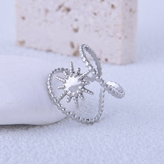 Girl's Stainless Steel Opening Ring Sun Retro Titanium Steel Ring