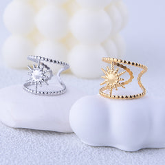 Girl's Stainless Steel Opening Ring Sun Retro Titanium Steel Ring