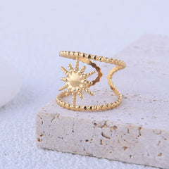 Girl's Stainless Steel Opening Ring Sun Retro Titanium Steel Ring
