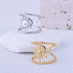 Girl's Stainless Steel Opening Ring Sun Retro Titanium Steel Ring
