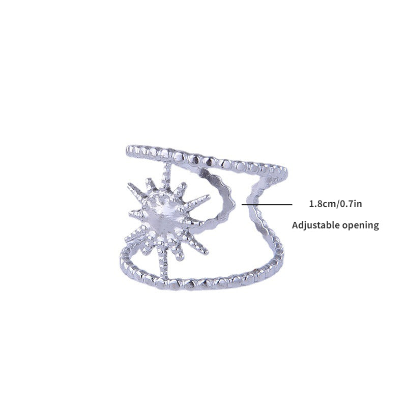 Girl's Stainless Steel Opening Ring Sun Retro Titanium Steel Ring