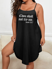Slogan Print Round Neck Lounge Dress