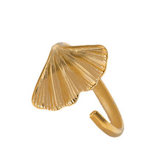 Stainless Steel Ginkgo Leaf Adjustable Ring Open Index Finger Ring For Girls