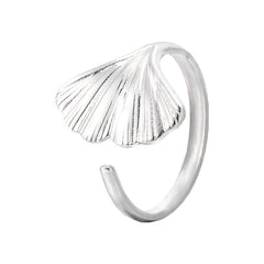 Stainless Steel Ginkgo Leaf Adjustable Ring Open Index Finger Ring For Girls