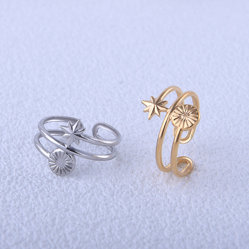 Sun Star Decor Stainless Steel Adjustable Finger Ring for Girls