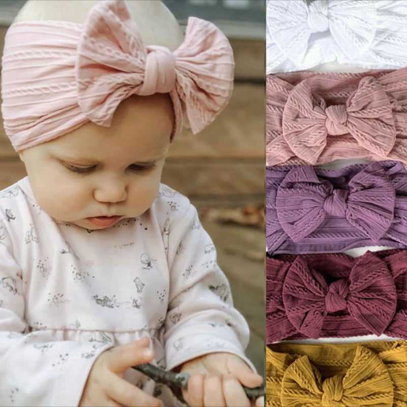 Baby Girls Bows Headband Newborn Turban Hairband Toddlers HeadWrap Accessory