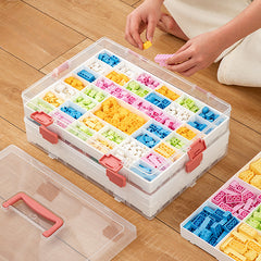 Pink Building Block Storage Box With Lid&grids Large Storage Box