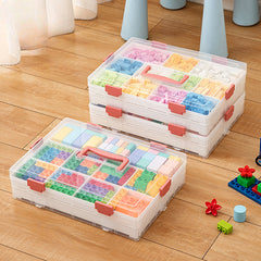 Pink Building Block Storage Box With Lid&grids Large Storage Box