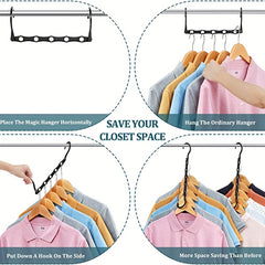 6pcs Magic Hangers Closet Space Saver Hanger Organizer Sturdy Plastic