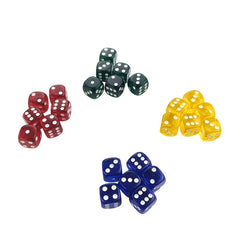 6pcs Acrylic Yellow Green Red Dice Set 16mm Dot Dice Four Tone Six Panel D6 Club