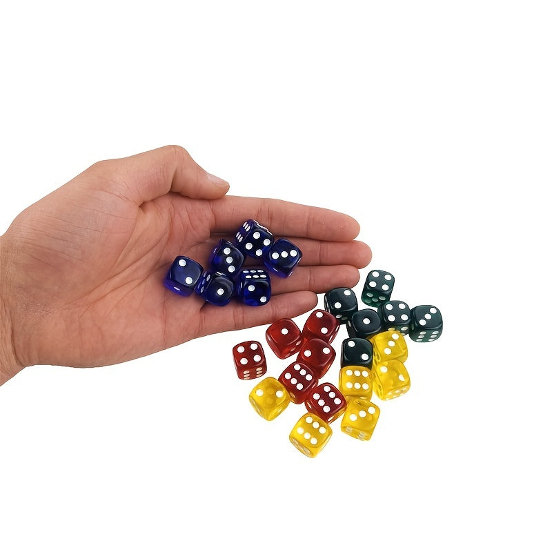 6pcs Acrylic Yellow Green Red Dice Set 16mm Dot Dice Four Tone Six Panel D6 Club