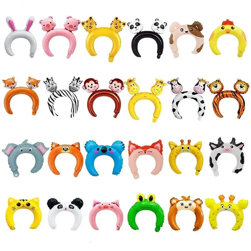 12pcs Inflatable Animal Headband Balloons Jungle Theme Birthday Party Supplies