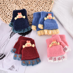 Kids Knitted Half Finger Flap Gloves For Baby