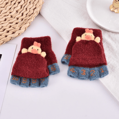 Kids Knitted Half Finger Flap Gloves For Baby