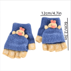 Kids Knitted Half Finger Flap Gloves For Baby