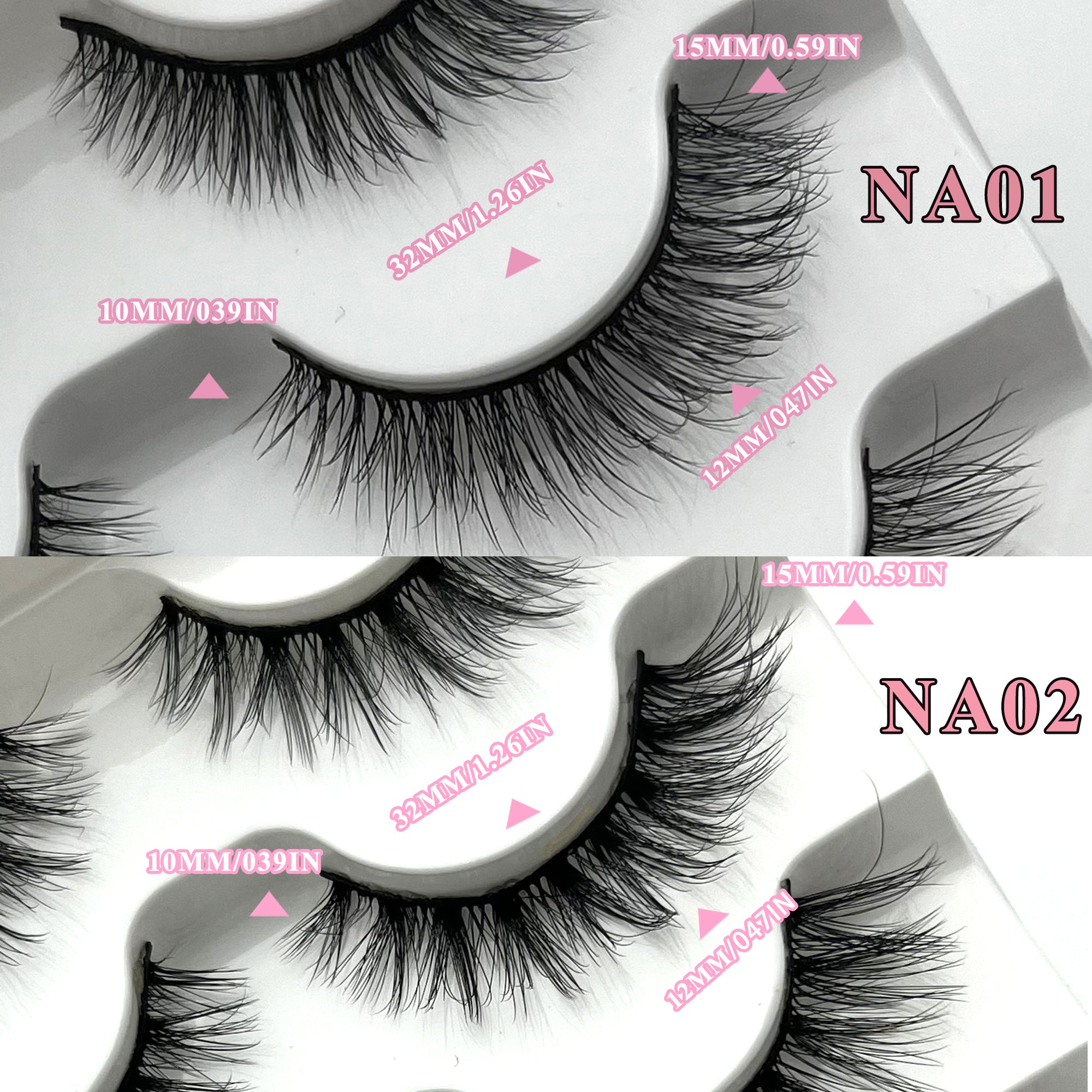 Mikiwi Natural Long Cat Eye Lashes Wispy Fluffy 3D Faux Mink