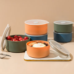 1pc Silicone Fresh Keeping Bowl Microwave Heating Lunch Container