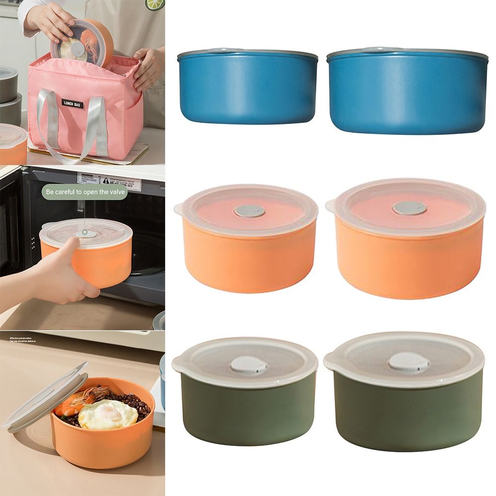 1pc Silicone Fresh Keeping Bowl Microwave Heating Lunch Container