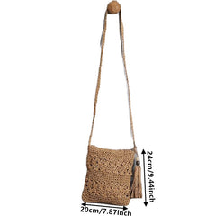 Hollow Pattern Square Woven Bag Straw Shoulder Bag