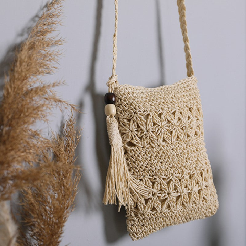 Hollow Pattern Square Woven Bag Straw Shoulder Bag