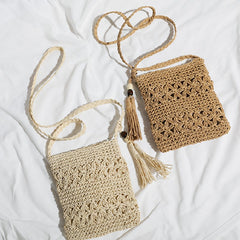Hollow Pattern Square Woven Bag Straw Shoulder Bag
