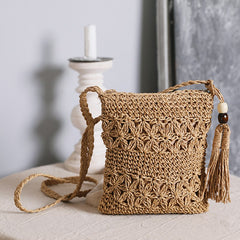 Hollow Pattern Square Woven Bag Straw Shoulder Bag