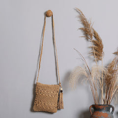 Hollow Pattern Square Woven Bag Straw Shoulder Bag