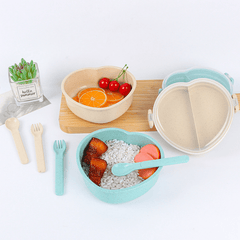 Heart Shaped Wheat Straw Lunch Box BPA Free Leakproof Food Container