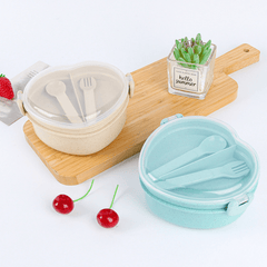 Heart Shaped Wheat Straw Lunch Box BPA Free Leakproof Food Container