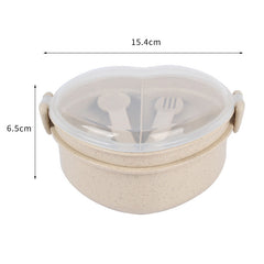 Heart Shaped Wheat Straw Lunch Box BPA Free Leakproof Food Container