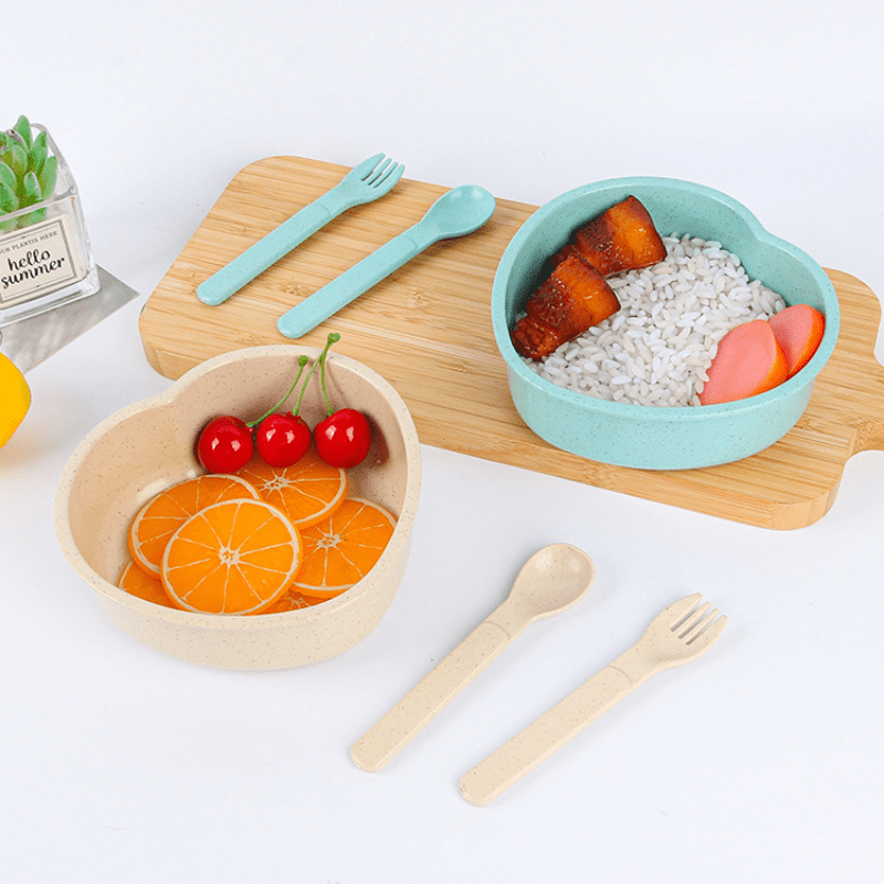 Heart Shaped Wheat Straw Lunch Box BPA Free Leakproof Food Container