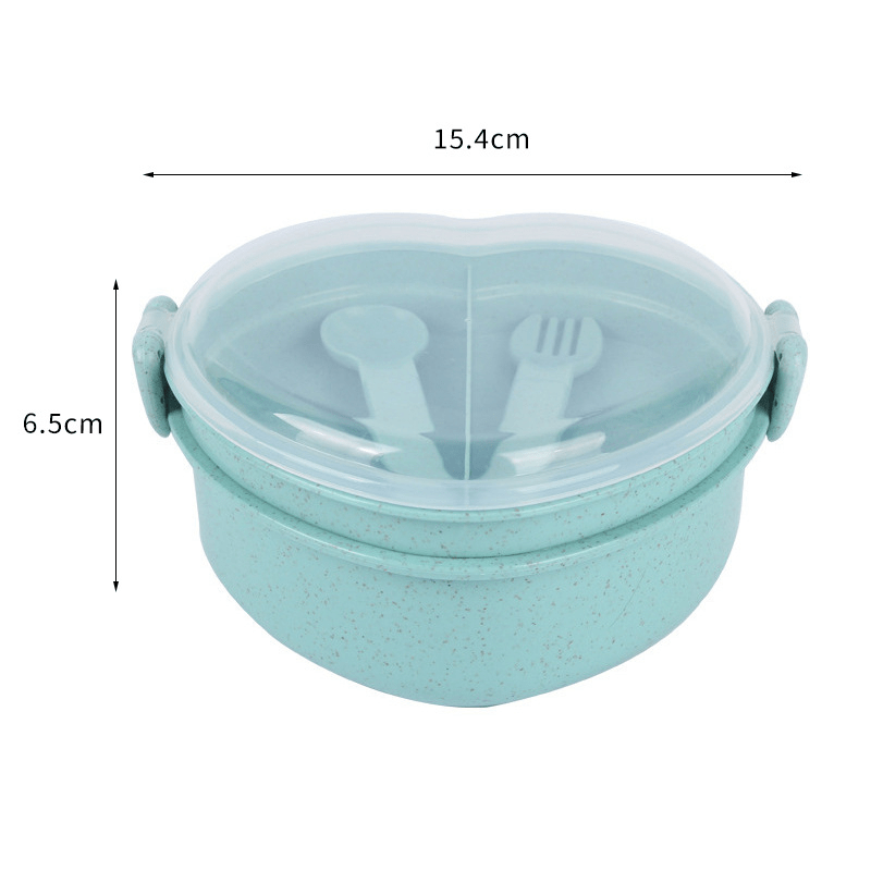 Heart Shaped Wheat Straw Lunch Box BPA Free Leakproof Food Container