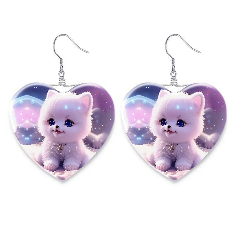 Daughter Cat Pattern Heart Necklace - Gift for Girls