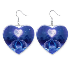 Dolphin Pattern Heart Earrings for Girls