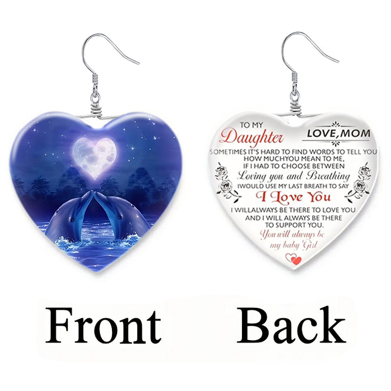 Dolphin Pattern Heart Earrings for Girls
