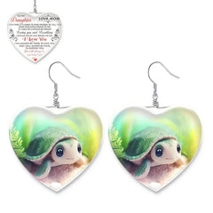 Baby Sea Turtle Pattern Heart Pendant Necklace For Girls