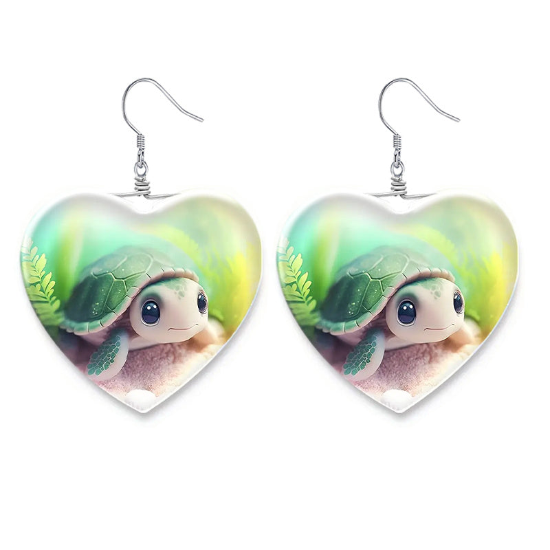 Baby Sea Turtle Pattern Heart Pendant Necklace For Girls