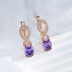 Purple Zircon Inlay Earrings for Women Wedding Dangle Jewelry