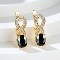 Purple Zircon Inlay Earrings for Women Wedding Dangle Jewelry