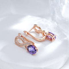 Purple Zircon Inlay Earrings for Women Wedding Dangle Jewelry
