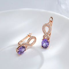 Purple Zircon Inlay Earrings for Women Wedding Dangle Jewelry