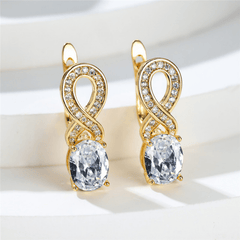 Purple Zircon Inlay Earrings for Women Wedding Dangle Jewelry