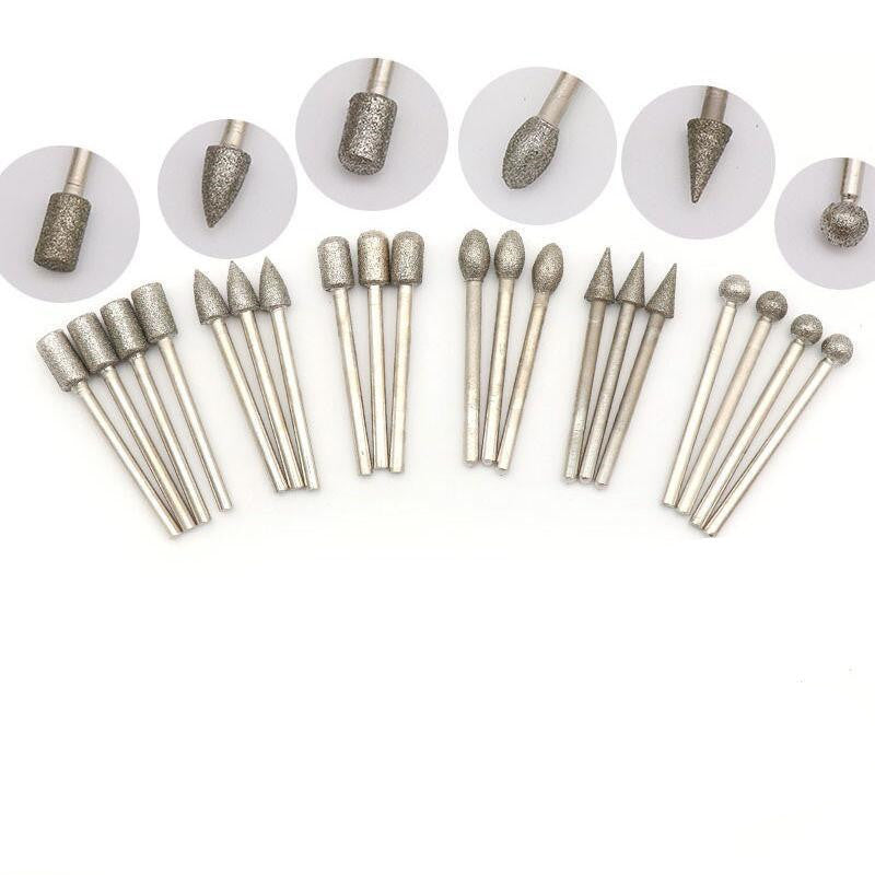 20pcs Diamond Grinding Heads Mini Bit For Rotary Drill Tool