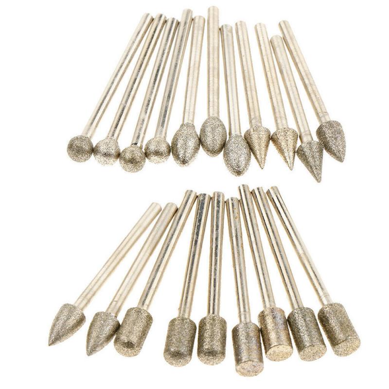 20pcs Diamond Grinding Heads Mini Bit For Rotary Drill Tool