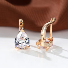 Pink Aqua Stone Clip On Earrings For Women Wedding