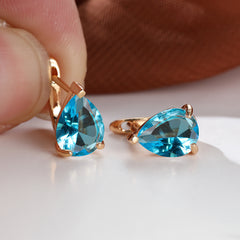 Pink Aqua Stone Clip On Earrings For Women Wedding