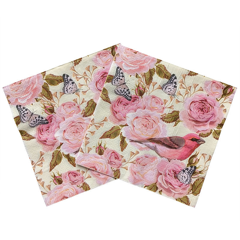 20pcs Western Food Printed Napkins Square Animal Decorative Paper Tissues