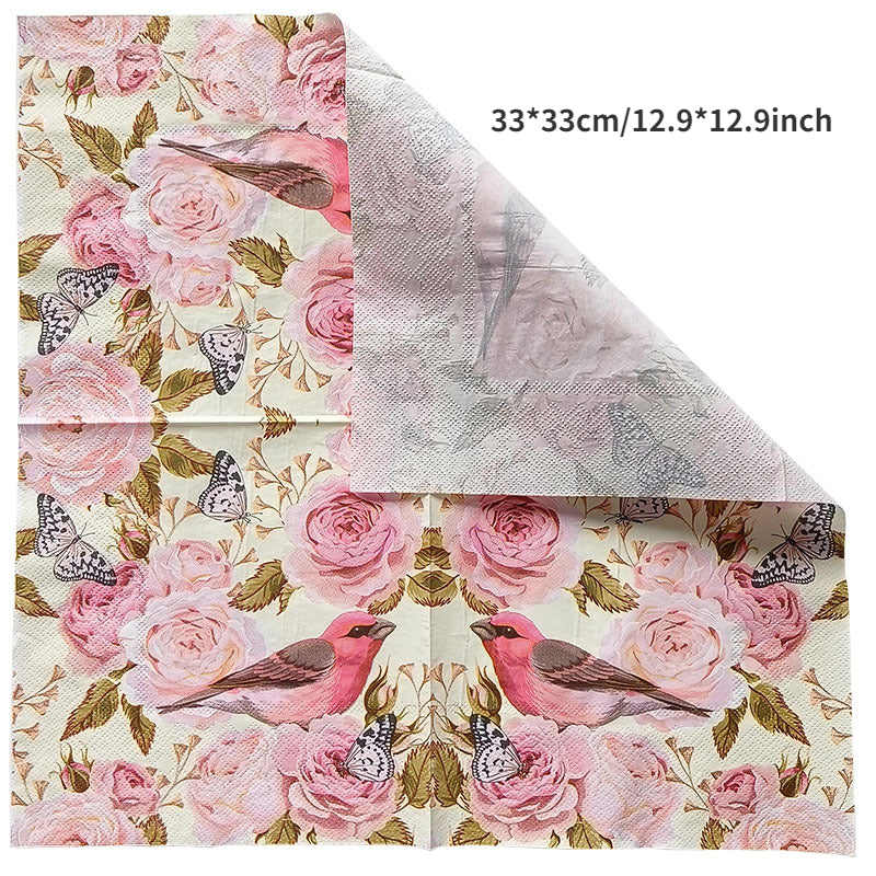 20pcs Western Food Printed Napkins Square Animal Decorative Paper Tissues