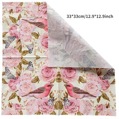 20pcs Western Food Printed Napkins Square Animal Decorative Paper Tissues