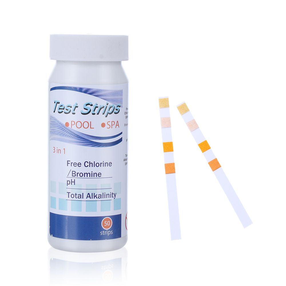 50pcs Chlorine Dip Test Strips for Pool & Spa, pH Alkalinity Water Hardness Test